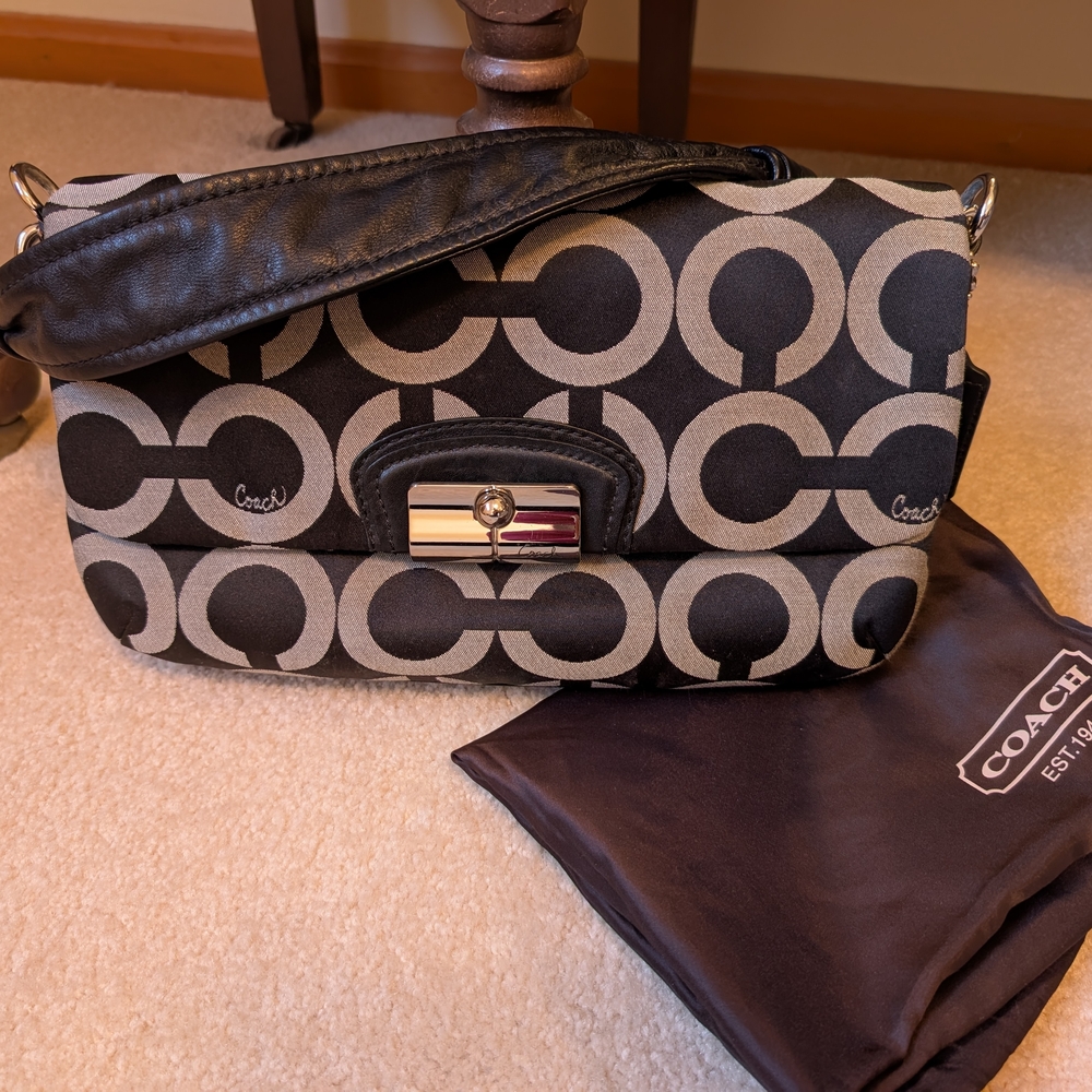 Coach Monogram Black and Gray Handbag - Kristen Purse